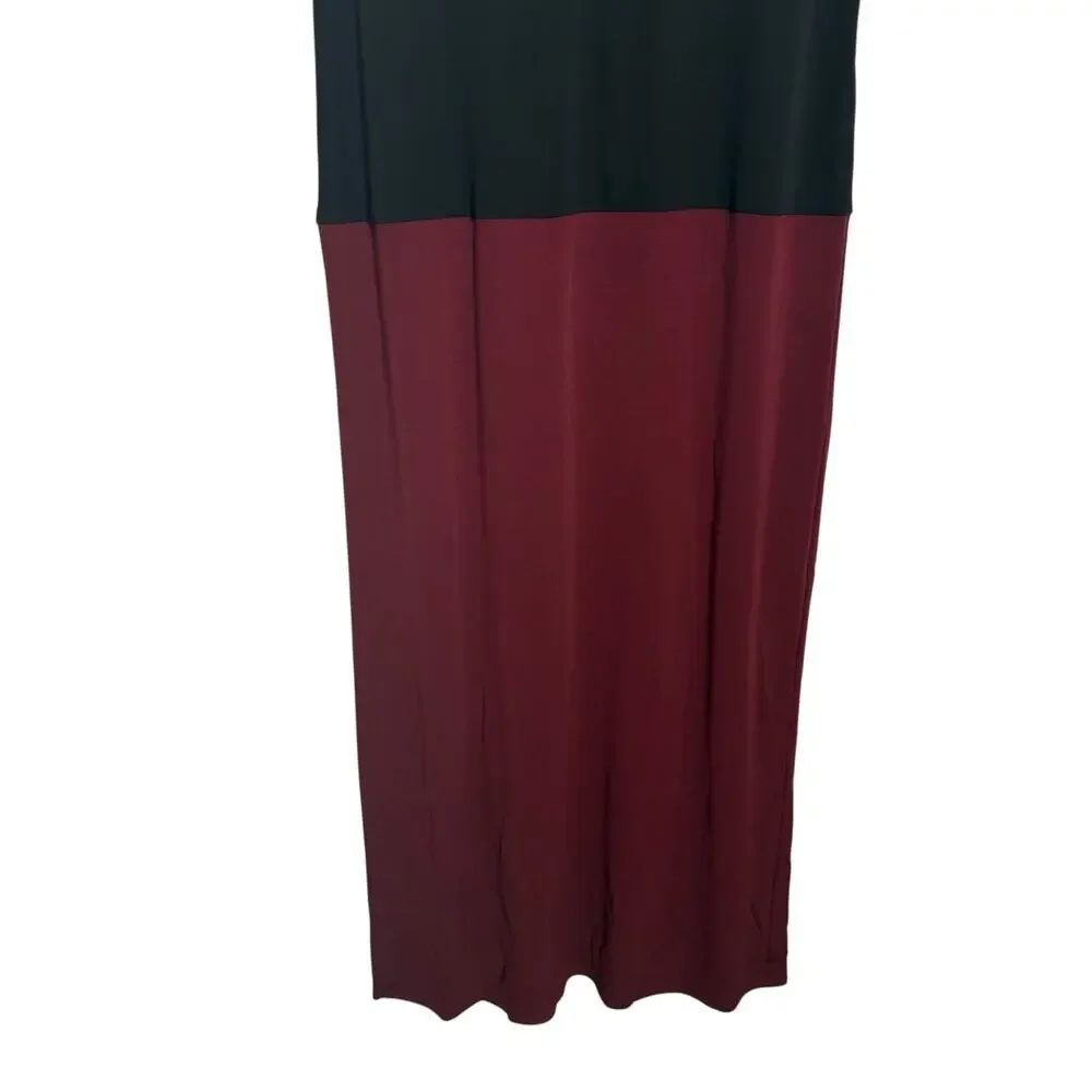Tory Burch Colorblock Maroon Blue Sleeveless Column Midi Dress Size 8